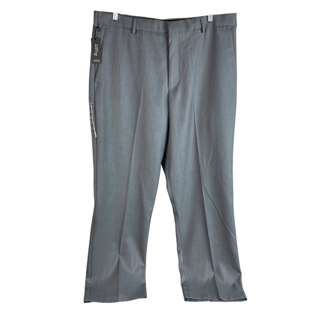 NEW Dockers Premium Refined Pattern Dress‎ Pants 38x32 Gray Flat Front Stretch